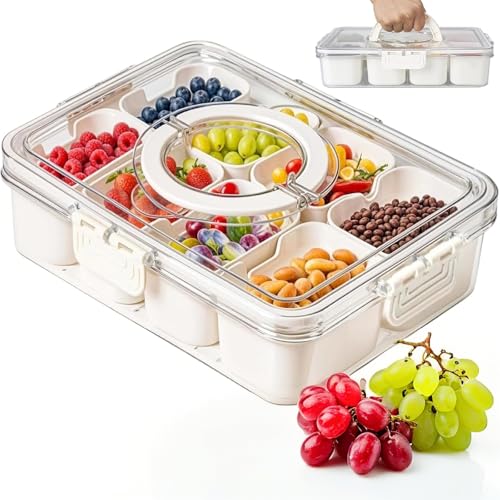 OYIWINMI Snackbox mit 8 Fächern, Snackboxen mit Deckel und Griff, Snackteller Organizer für Süßigkeiten Nüsse Veggie Keks OYIWINMI Snackbox mit 8 Fächern, Snackboxen mit Deckel und Griff, Snackteller Organizer für Süßigkeiten Nüsse Veggie Keks von OYIWINMI