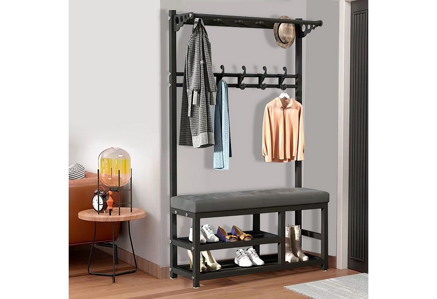 OYLCDI Garderobenständer Kleiderständer Garderobe mit Schuhbank, Schuhregal,Garderobe, mit 9 Kleiderhaken OYLCDI Garderobenständer Kleiderständer Garderobe mit Schuhbank, Schuhregal,Garderobe, mit 9 Kleiderhaken von OYLCDI