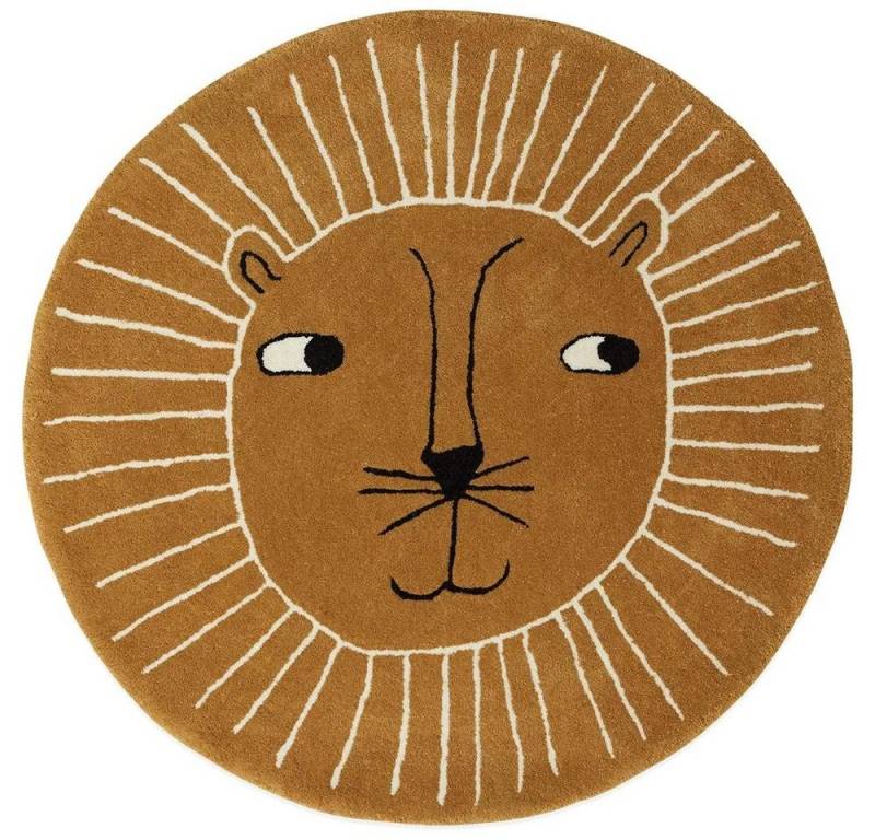 Kinderteppich Lion Rug, OYOY, Spielteppich, Teppich, Löwe, Kinderzimmer, 95cm, rund von OYOY