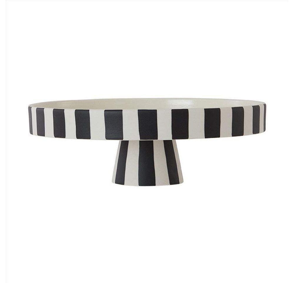 OYOY Dekoschale Toppu Tray - Large - White / Black, Groß 27 x 9 cm Keramik Rund Schale Obstschale schwarz-weiß von OYOY