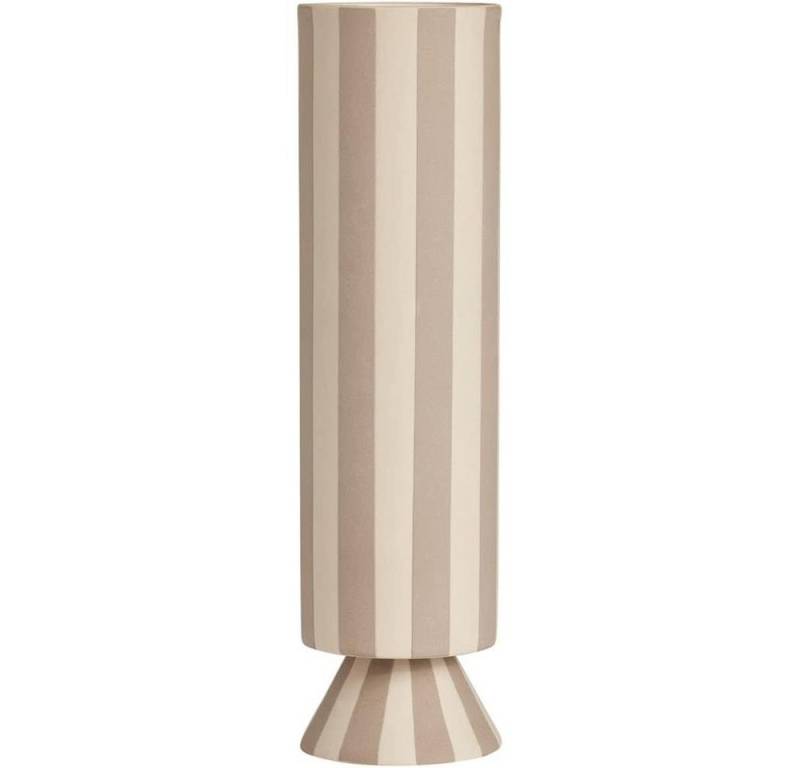OYOY Dekovase Toppu High, Blumenvase Beige/Grau Hoch Schmal Gestreift Keramik 31 x 8,5 cm von OYOY