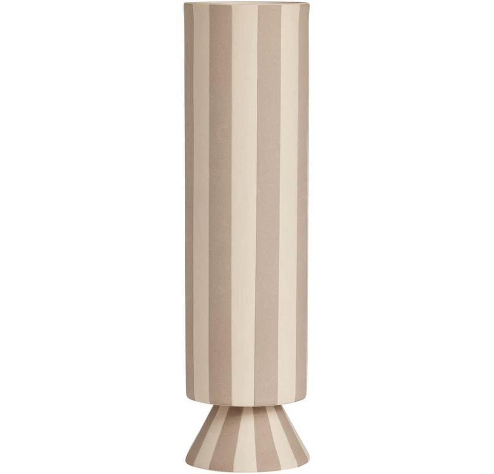 OYOY Dekovase Toppu High, Blumenvase Beige/Grau Hoch Schmal Gestreift Keramik 31 x 8,5 cm von OYOY