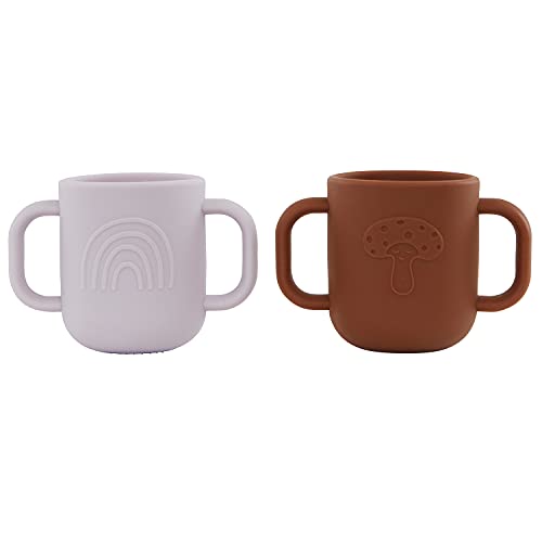 OYOY Kappu Cup - Pack of 2 - Trinkbecher mit zwei Henkeln für Babys und Kleinkinder - Kinderbecher in Violett (Lavender/Caramel) aus Silikon - H7,5 cm x L11 cm x B6,5 cm - M107082 von OYOY