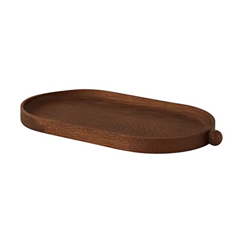 OYOY Living Inka Wood Tray - Holztablett Tablett Oval zum Servieren und Präsentieren Organisieren - Eiche Dunkel 34x18x2 cm von OYOY
