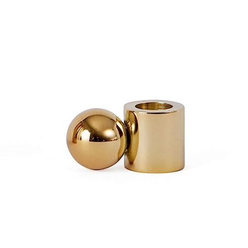 OYOY Living Palloa Candleholder Small Brass - Deko Kerzenhalter Stabkerzen Gold Rund aus Edelstahl - H2 x L3,9 x W2 cm - L10026-904 von OYOY