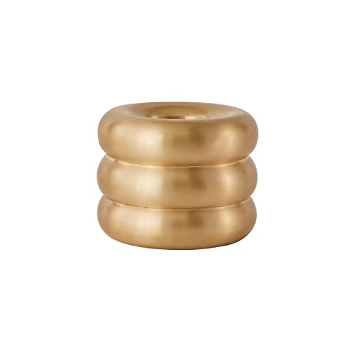 OYOY Living Savi Solid Brushed Brass Candleholder Messing - Kerzenhalter rund für Stabkerzen - massives Messing gebürstet - 4,6 x 3 cm - L300425 von OYOY