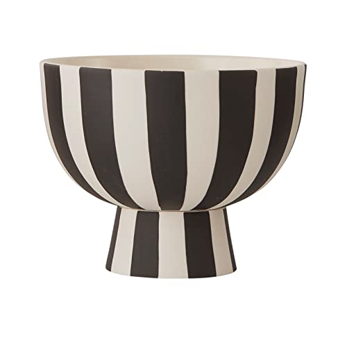 OYOY Living Toppu Mini Bowl White/Black - Deko Schale Vase Schwarz/Weiß Gestreift aus Keramik - ca. Ø12 x H10cm - L300250 von OYOY