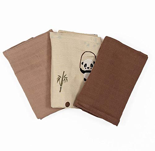 OYOY Mini - 3er Set Baby Spucktücher Panda (M1035-805): 3 Stück in creme-weiß beige altrosa - Organische Bio Baumwolle - Waschmaschinenfest - 70x70 cm von OYOY