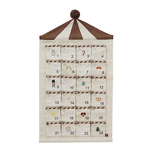 OYOY Mini - Kinder Adventskalender zum Befüllen Circus Christmas Calender Beige/Brown - Länge 85, Breite 50 cm 100% BIO Baumwolle von OYOY