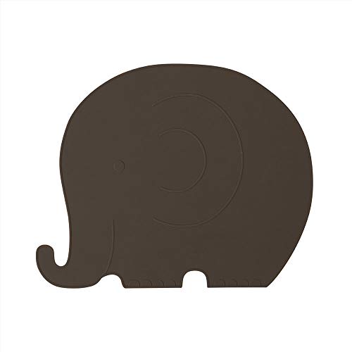 OYOY Mini - Platzset/Tischset Abwischbar 100% Silikon für Kinder - Placemat Elefant Henry in Schoko Braun - 41x33 cm von OYOY