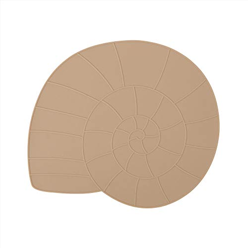 OYOY Mini - Platzset/Tischset Abwischbar 100% Silikon für Kinder - Placemat Schnecke Nautilus in Camel Braun - 40x34 cm von OYOY