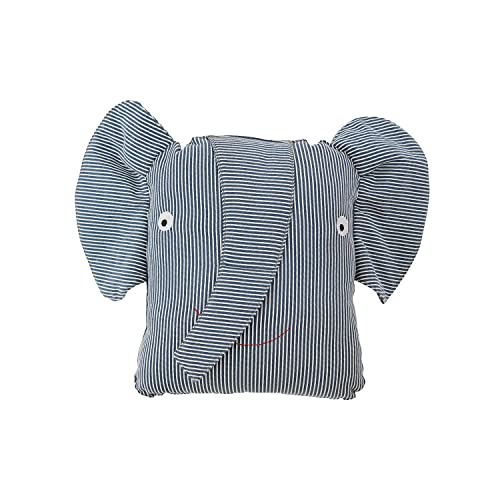 OYOY Mini Stofftier Kissen für Mädchen und Jungen - Erik Elephant Denim Cushion - Elefant Kuscheltier Kissen in Blau aus Bio Baumwolle - H:32 x L:44 x B:14 cm - M107104 von OYOY