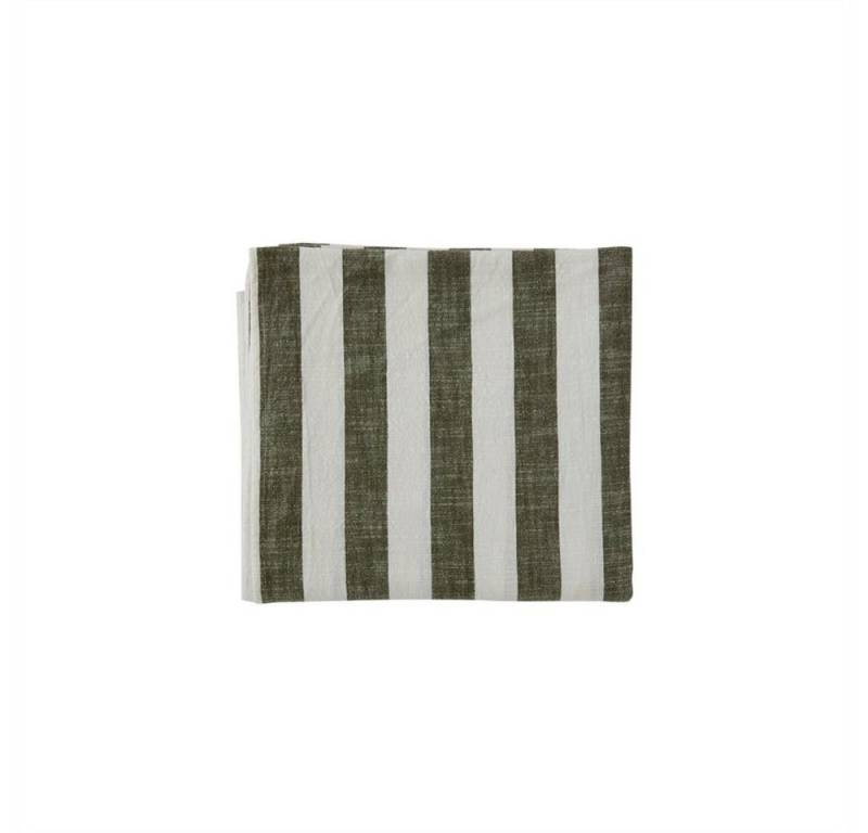 OYOY Tischdecke Bio-Baumwolle 260 x 140 cm Streifen, Weiß Olive von OYOY
