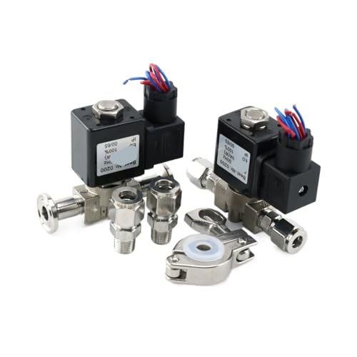 220V Normally Closed Stainless Steel 316 Solenoid Valve with 2PCS Silicone Rubber Homebrew Beer Dairy VX2120-08-SS-NC(with 2PC Clamp,12V)(Valve With K25.4mm,12V) von OYOZWKYXC