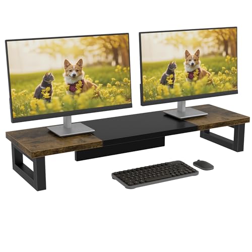 OYRREU Bildschirmerhöhung 2 Monitore, 91x26cm Monitorständer Monitor Stand Bildschirm Monitor Erhöhung Schreibtisch Monitor Riser TV PC Computer Ständer, Rustikales Holz OYRREU Bildschirmerhöhung 2 Monitore, 91x26cm Monitorständer Monitor Stand Bildschirm Monitor Erhöhung Schreibtisch Monitor Riser TV PC Computer Ständer, Rustikales Holz von OYRREU