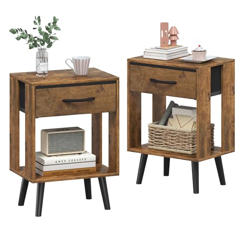 OYRREU Nachttisch 2er Set, 40X 30 X 60.3cm Nachttisch, Klein Nachttische mit Schublade Nachtschrank für Schlafzimmer Kinderzimmer Zimmer Geschenk Bedside Table Nightstand, Braun OYRREU Nachttisch 2er Set, 40X 30 X 60.3cm Nachttisch, Klein Nachttische mit Schublade Nachtschrank für Schlafzimmer Kinderzimmer Zimmer Geschenk Bedside Table Nightstand, Braun von OYRREU