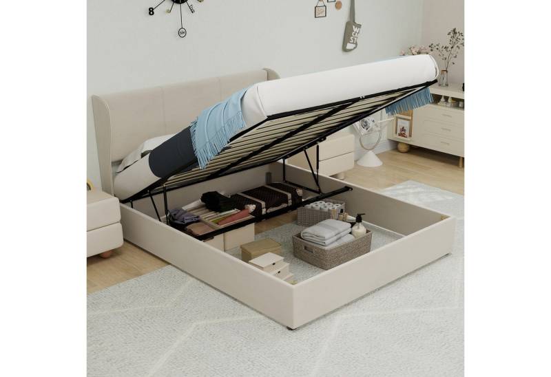 OYRREU Stauraumbett Soft and Comfortable Headboard Storage Base with Gas Lift Mechanism OYRREU Stauraumbett Soft and Comfortable Headboard Storage Base with Gas Lift Mechanism von OYRREU
