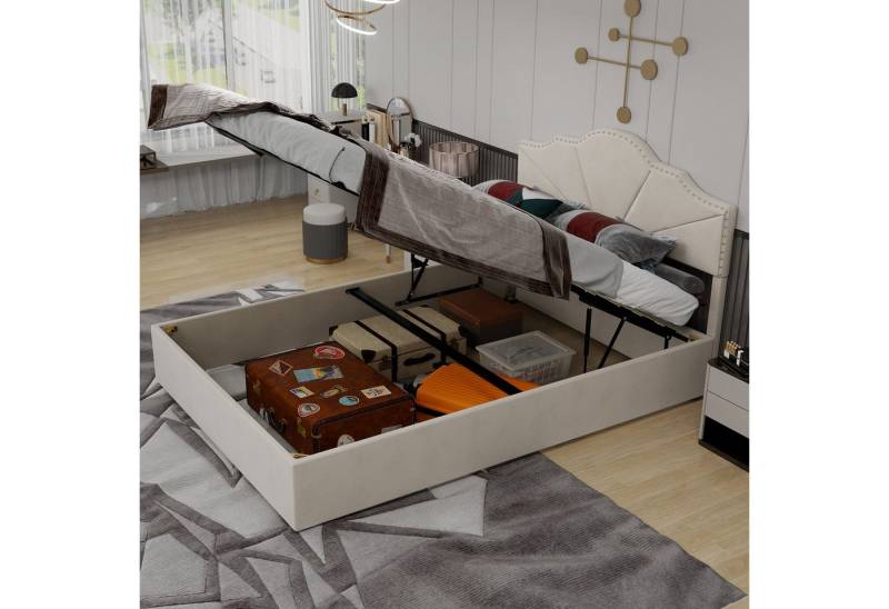 OYRREU Stauraumbett comfortable and soft headboard high box bed frame with hydraulic rod OYRREU Stauraumbett comfortable and soft headboard high box bed frame with hydraulic rod von OYRREU