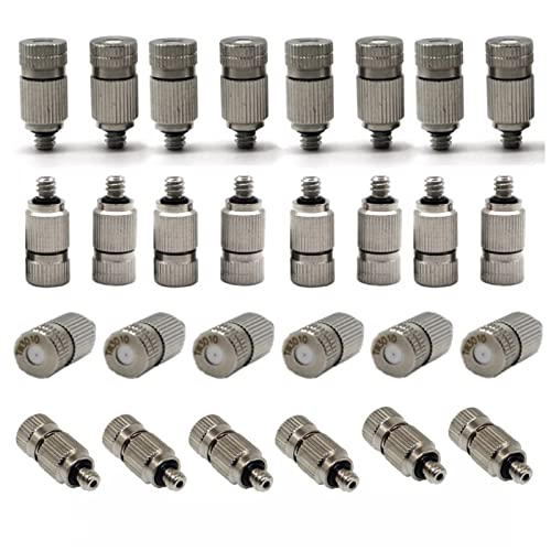 OYSKGNCMW 40 Stück Sprühdüsen, Hochdruck-Kühl-Messing-Nebeldüsen, 10/24 UNC-Gewinde, Ersatzkopf für Sprühdüsen für Garten, Gewächshausbewässerung, 0,004-0,039 Zoll Öffnung (Größe: 0,4 mm) von OYSKGNCMW