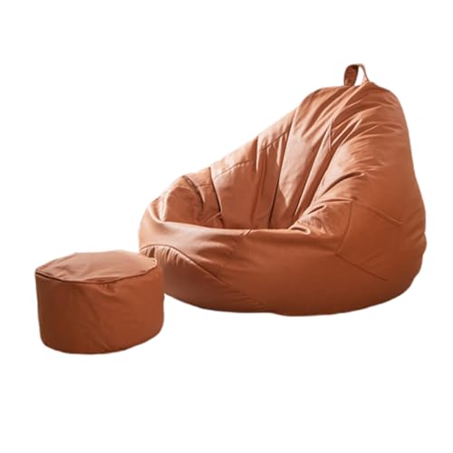 OYWEHECE Sitzsack-Stuhl für Erwachsene, großer Kunstleder-Sitzsackbezug, wasserdicht, Lazy-Sitzsack-Stuhl ohne Füllung, Outdoor-Sitzsack, Chaiselongue, Pouf,A,110 * 120cm von OYWEHECE