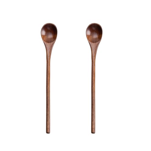 OYWOBET Nanmu kleine Holzlöffel zum Kochen, Honiglöffel, Holzlöffel mit langem Griff zum Mischen von Suppe, Kochen, Essen, Rühren, 2 Stück OYWOBET Nanmu kleine Holzlöffel zum Kochen, Honiglöffel, Holzlöffel mit langem Griff zum Mischen von Suppe, Kochen, Essen, Rühren, 2 Stück von OYWOBET