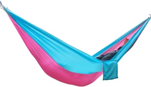 Doppelte Camping Hängematte Leichtes Nylon tragbares Fallschirmtuch Backpacking Reise Strand Hängematte 260 * 140cm von OYYMTE