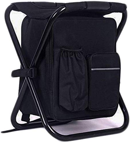OYYMTE 3 in 1 kühlerer Rucksack, Faltbarer Angelstuhl, tragbarer Rucksackstuhl mit Stoffkühler-Tasche, weicher Kühlerstuhl for Außenwanderer Events Beach Angeln Camping(Black) von OYYMTE