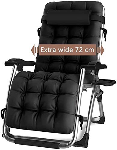 OYYMTE Bequemes Sofa-Übergröße Null-Gravity-Patio-Liegen-Stuhl-Klappstuhl im Garten & OutdoorsRecliner Strand-Sessel unterstützt 200kg mit Kissen(Black) von OYYMTE