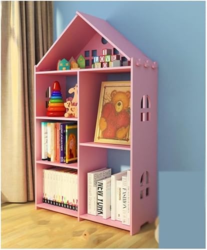 OYYMTE Bücherregal Bücherregal Bücherregal Cartoon for Kinder Schlossförmiges Einfaches Regal Kreatives Bücherregal Leseecke Schließfach Bücherregal (Color : Pink+pink) von OYYMTE