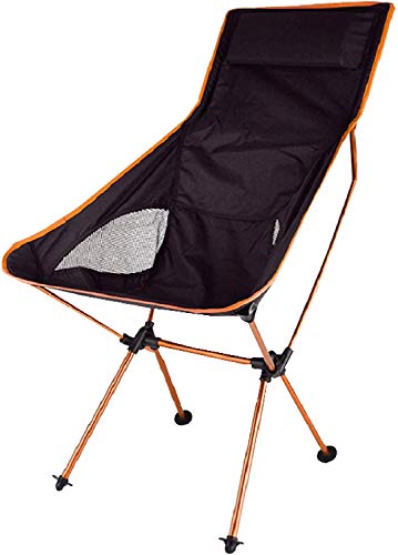 OYYMTE Camping Faltungsstuhl Fischhocker Tragbare Kompakte Ultralight Collapsible Heavy Duty for Outdoor BBQ Picknick Garten Strand mit Tragetasche(Orange - Large) von OYYMTE