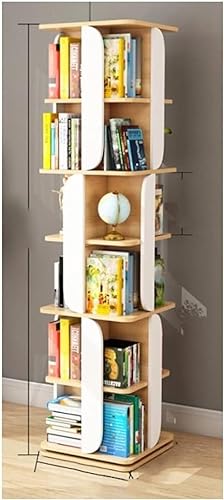 OYYMTE Drehbares Bücherregal, einfaches, bodentiefes Bücherregal aus massivem Holzmaterial, Bücherregal for Wohnzimmer, Schlafzimmer, Nachttisch (Größe: 46 cm) (Color : Layer 4, Size : 46cm) von OYYMTE