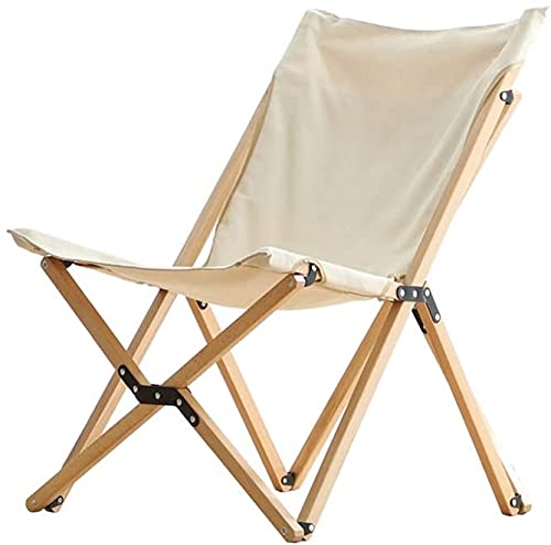 OYYMTE Kompakter Massivholzrahmen-Klapp-Strand-Sessel-Direktor-Stuhl-tragbarer Camping-Stuhl for Camp-Wandern-Rucksack(Beige) von OYYMTE