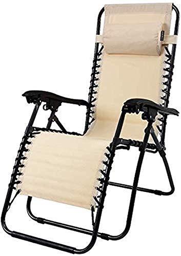 OYYMTE Leichter Garten-Deck-Stuhl, Liegende Terrasse im Freien-Terrassen-Falten-Sonnenliegen Camping Picknick-Strand-Grillplatz (Farbe: Creme) von OYYMTE