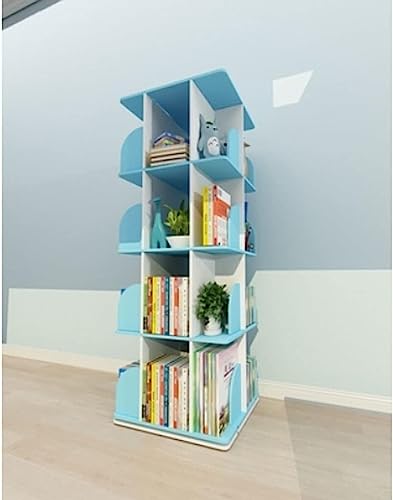 OYYMTE Um 360 Grad drehbares Bücherregal, Bücherregal mit großer Kapazität, geeignet for den Zeitungsständer im Heimbüro (46 * 97 cm) (Color : 4 Layers of Blue) von OYYMTE