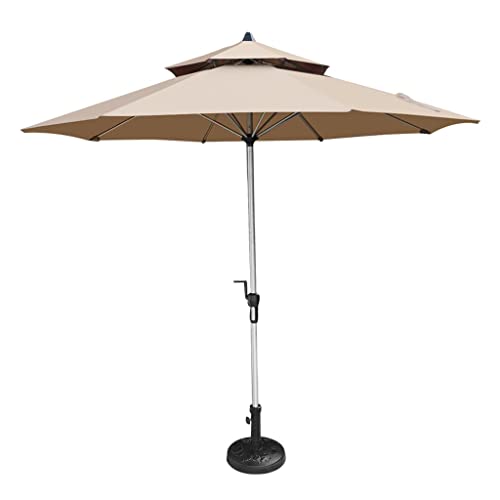Schirm im Freien Sonnenschirme Strand Strand Regenschirme Klappernte Innenhof Garten Aluminiumlegierung Regenschirme(Khaki) von OYYMTE