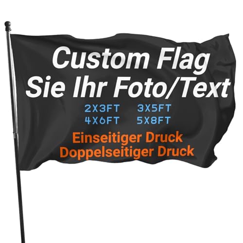 Fahne Selbst Gestalten, Personalisierte Flagge, Custom Flag, Einseitiger/Beidseitiger Druck, fügen Sie Ihr eigenes Bild/Text/Logo, für Garten im Freien (ohne Fahnenmast) (2x3FT,Beidseitiger) von OYZLWXY