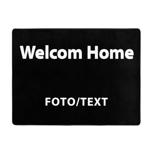 OYZLWXY Personalisierte Fußmatte mit Eigenem Namen Foto Text Logo Fußmatte für Innen und Außen rutschfest Hochzeitsgeschenk Geschenk zum Einzug(Flanell 160 * 120cm) von OYZLWXY