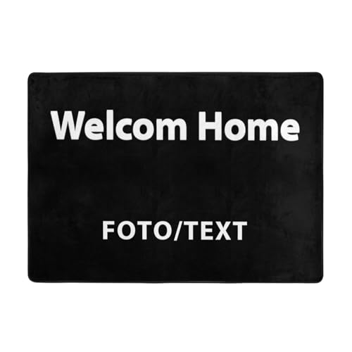 OYZLWXY Personalisierte Fußmatte mit Eigenem Namen Foto Text Logo Fußmatte für Innen und Außen rutschfest Hochzeitsgeschenk Geschenk zum Einzug(Flanell 208 * 148cm) von OYZLWXY