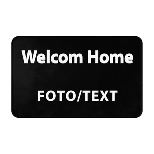 OYZLWXY Personalisierte Fußmatte mit Eigenem Namen Foto Text Logo Fußmatte für Innen und Außen rutschfest Hochzeitsgeschenk Geschenk zum Einzug(Flanell 80 * 49cm) von OYZLWXY
