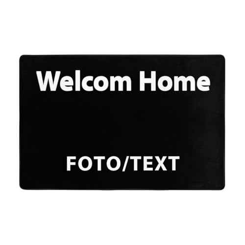OYZLWXY Personalisierte Fußmatte mit Eigenem Namen Foto Text Logo Fußmatte für Innen und Außen rutschfest Hochzeitsgeschenk Geschenk zum Einzug(Flanell 91 * 60cm) von OYZLWXY