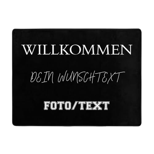 OYZLWXY Personalisierte Fußmatte mit Eigenem Namen Foto Text Logo Fußmatte für Innen und Außen rutschfest Hochzeitsgeschenk Geschenk zum Einzug (Flanell 160 * 120cm) von OYZLWXY