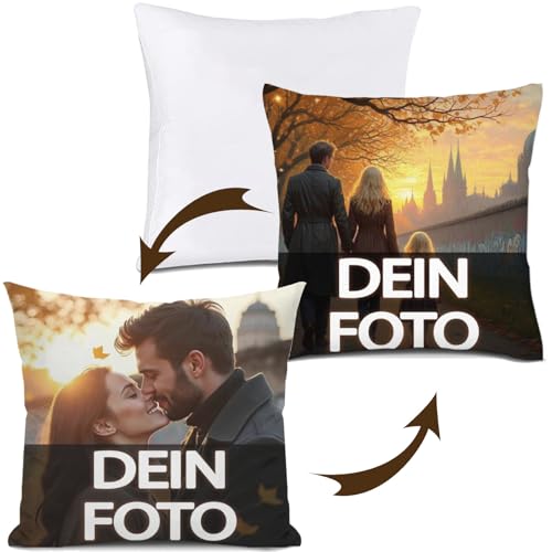 OYZLWXY Personalisiertes Kissen mit Foto, Text, Bild selbst gestalten, Bedrucken Lassen Geschenk, Kissen mit Füllung, Kissen Fotogeschenk (beidseitig unterschiedlich,40 * 40cm(Polyester)) von OYZLWXY