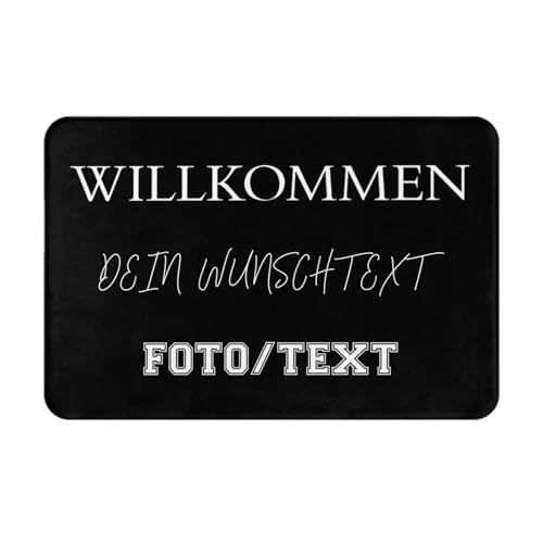 Personalisierte Fußmatte mit Eigenem Namen Foto Text Logo Fußmatte für Innen und Außen rutschfest Hochzeitsgeschenk Geschenk zum Einzug (Flanell 60 * 40cm) von OYZLWXY