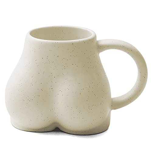 Kreative Keramik-Becher, Frauenkörper-Kaffee-Mülm-Becher Butt Form Tasse Home Decoration Zubehör Perfekte Neuheit Geschenk, 280ml (Color : Beige) von OYZY