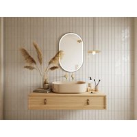 Badezimmerspiegel oval mit Beleuchtung beschlagfrei - 60 x 90 cm - Schwarze Kontur - ALARICO von OZAIA
