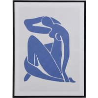 Kunstdruck mit Frau gerahmt - Holz - 60 x 80 cm - Blau & Beige - LOLIA von OZAIA