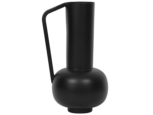 OZAIA - Vase aus Metall mit Henkel - D 15 x H 30 cm - Schwarz - KAMELIA von Vente-unique