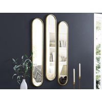 Spiegel oval 3er-Set - 25 x 120 cm - Metall - Goldfarben - JAYLEN von OZAIA