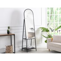 Standspiegel mit 2 Ablagefächern - Metall - 46 x 41 x 172 cm - Schwarz - LIVIO von Vente-unique
