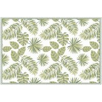 Teppich - Vinyl - tropisches Muster - 120 x 180 cm - Grün & Weiß - TROPICALA von OZAIA